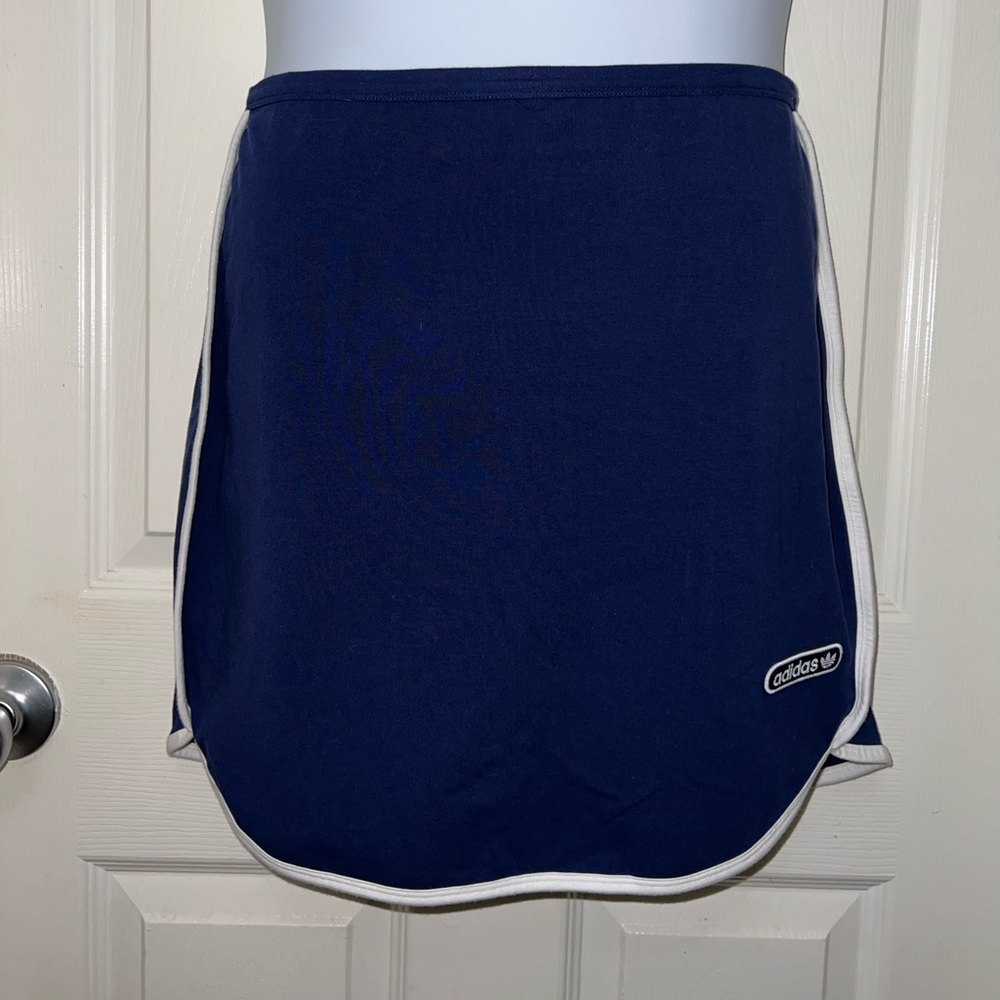 Adidas Originals Retro Blue White stripe & Logo Sporty Mini Skirt XL NWT - Picture 3 of 14